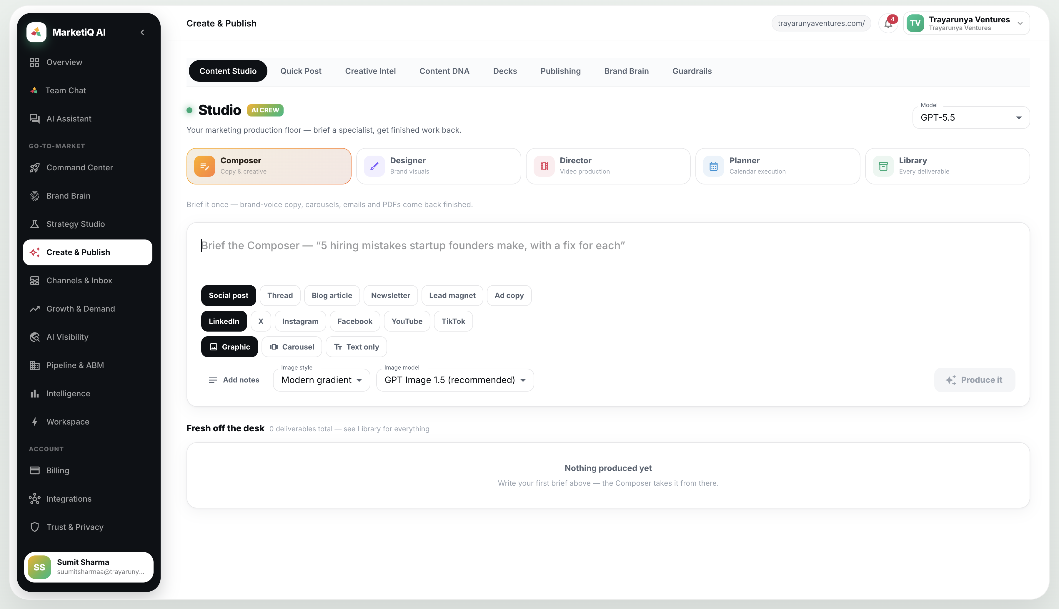 MarketIQ Content Studio β Composer, Designer, Director, Planner, Library